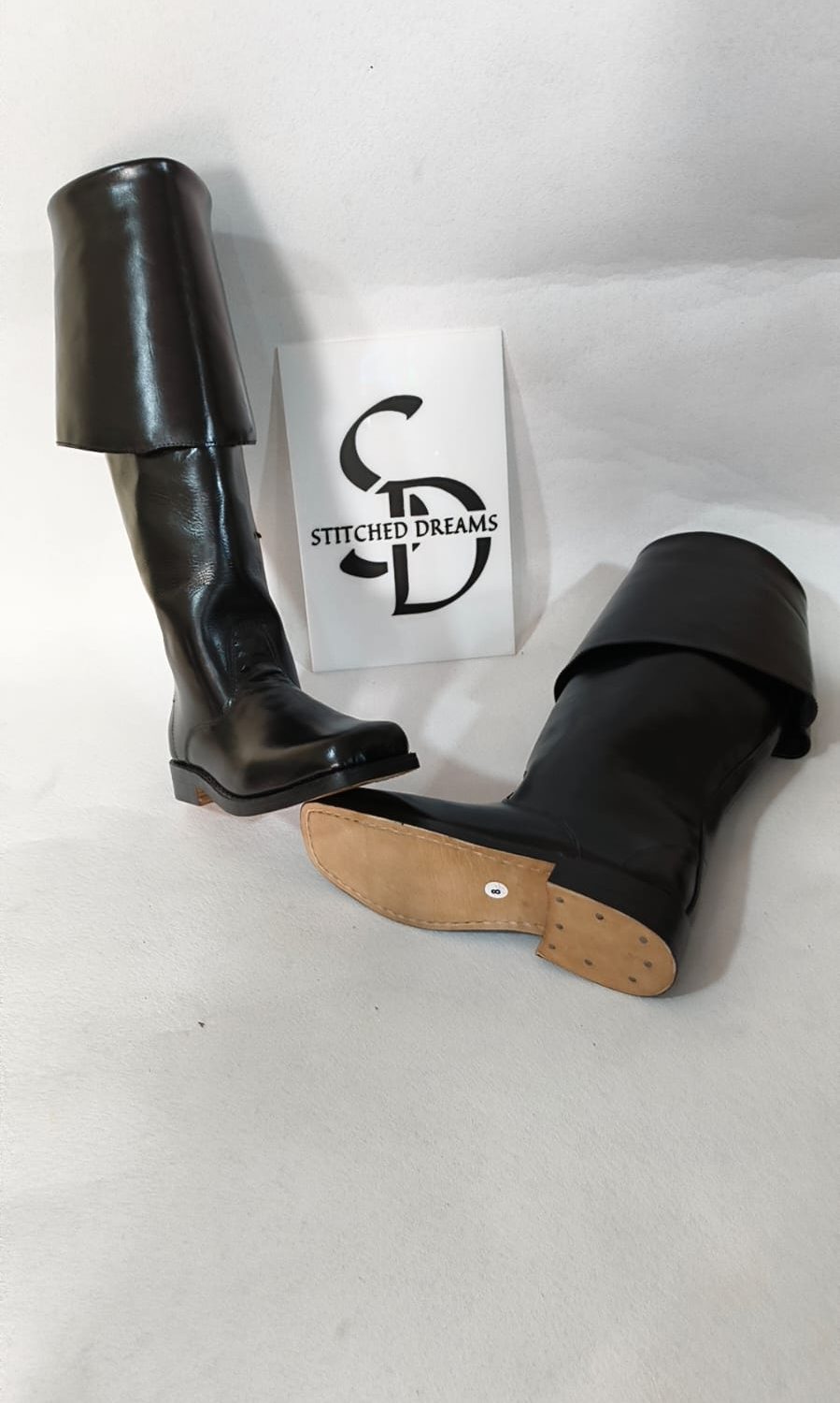 Jack Sparrow Pirate Boots – Handmade Italian Leather, DMTNT Inspired, Custom Fit handmade stitched dreams - Image 5