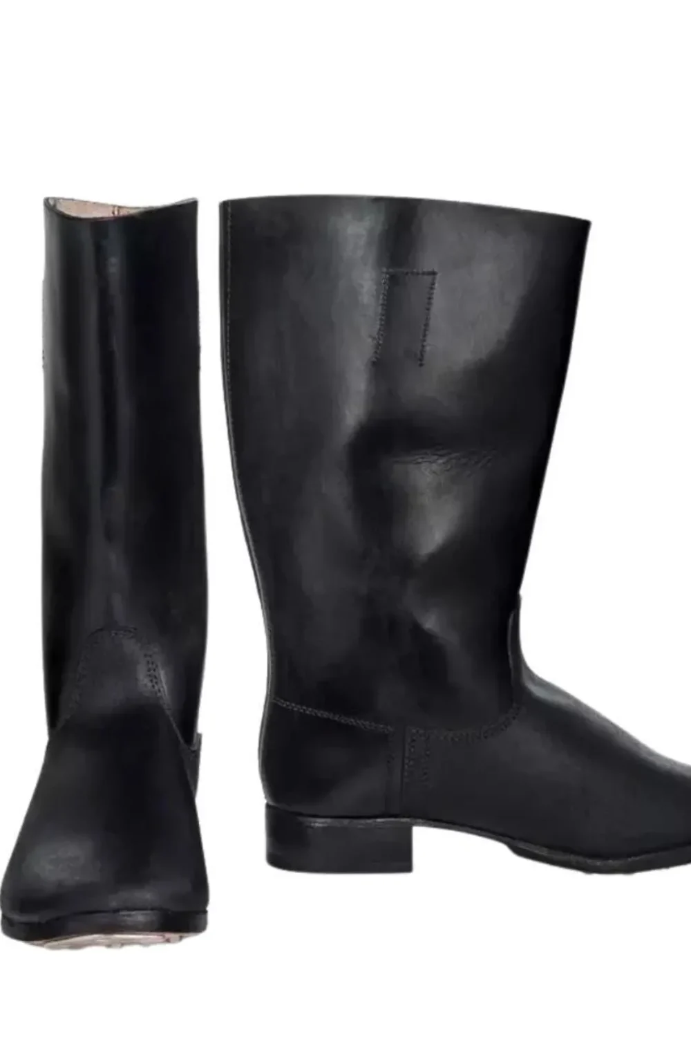 Black Leather Tall Marching Boots, WWI Era Hobnail Sole, Historical Reenactment Footwear - Image 3