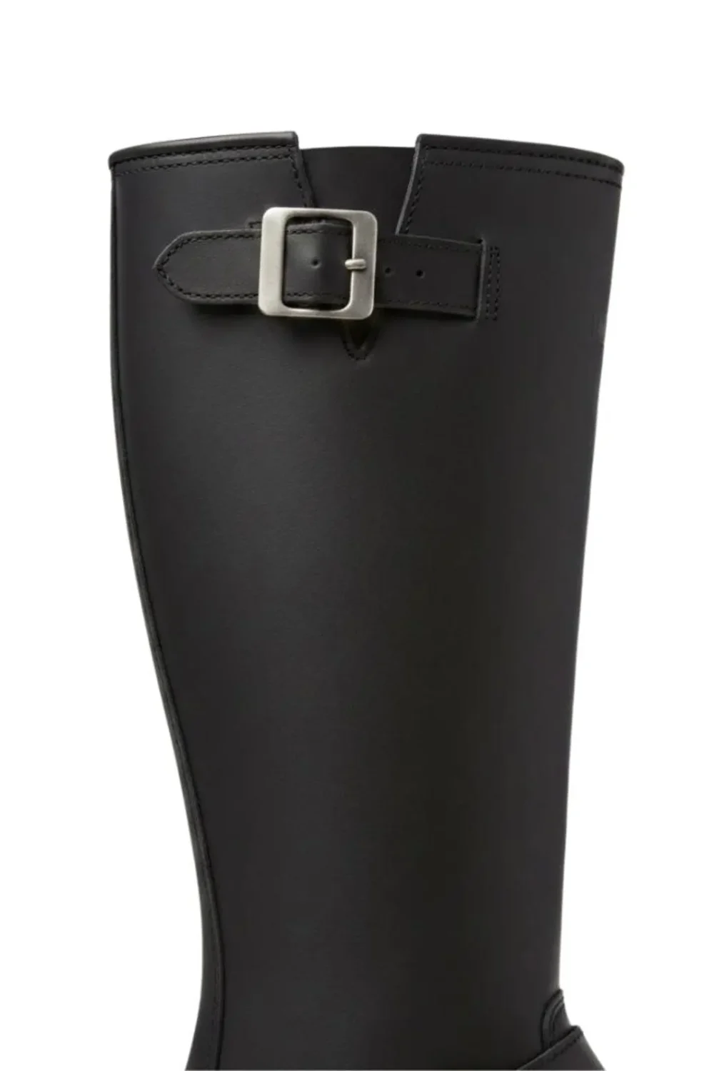 Handmade Black Leather Engineer Boots – Men's Motorcycle Riding Buckle Boots - Image 4