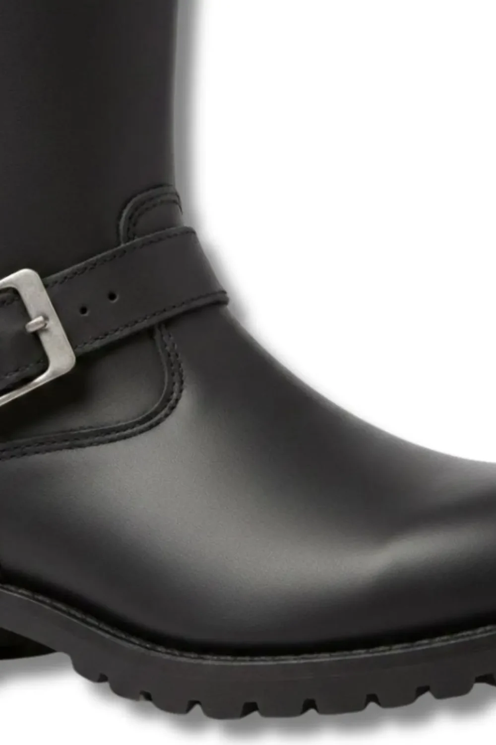 Handmade Black Leather Engineer Boots – Men's Motorcycle Riding Buckle Boots - Image 5