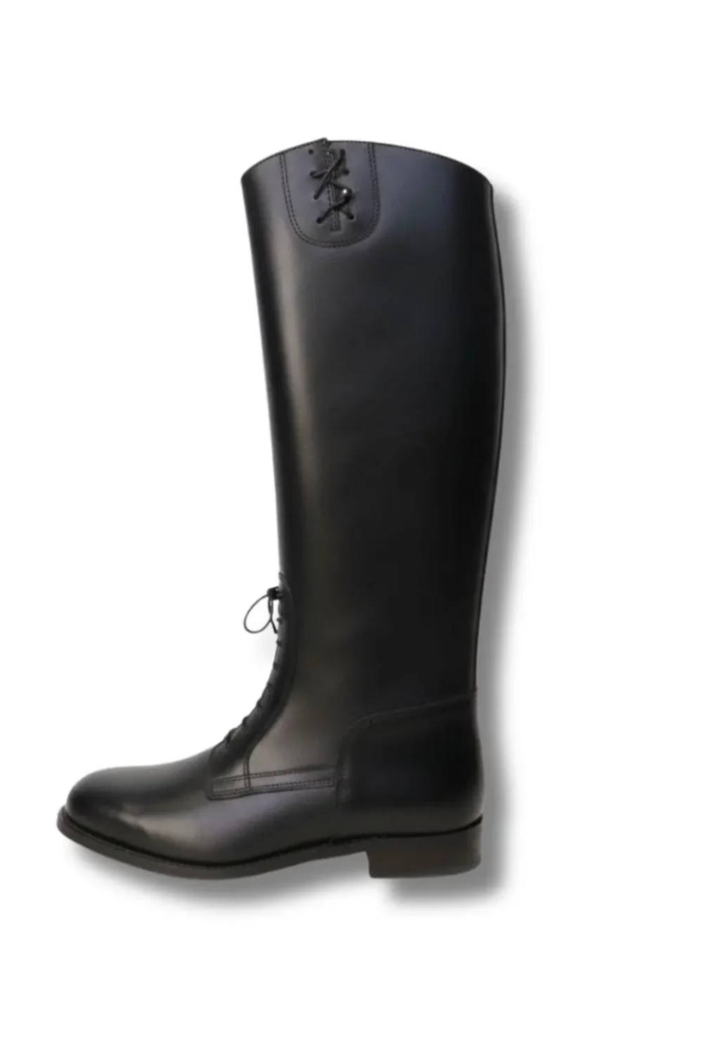 Handmade Black Leather Lace-Up Riding Boots – Vintage Military Style - Image 4