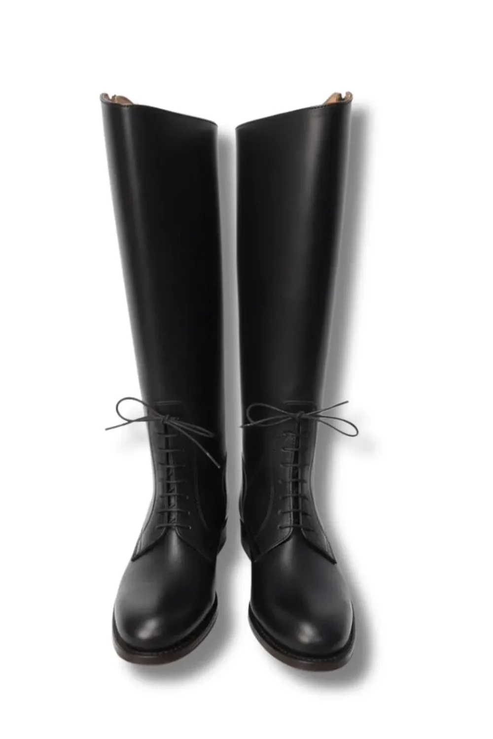 Handmade Black Leather Lace-Up Riding Boots – Vintage Military Style - Image 3
