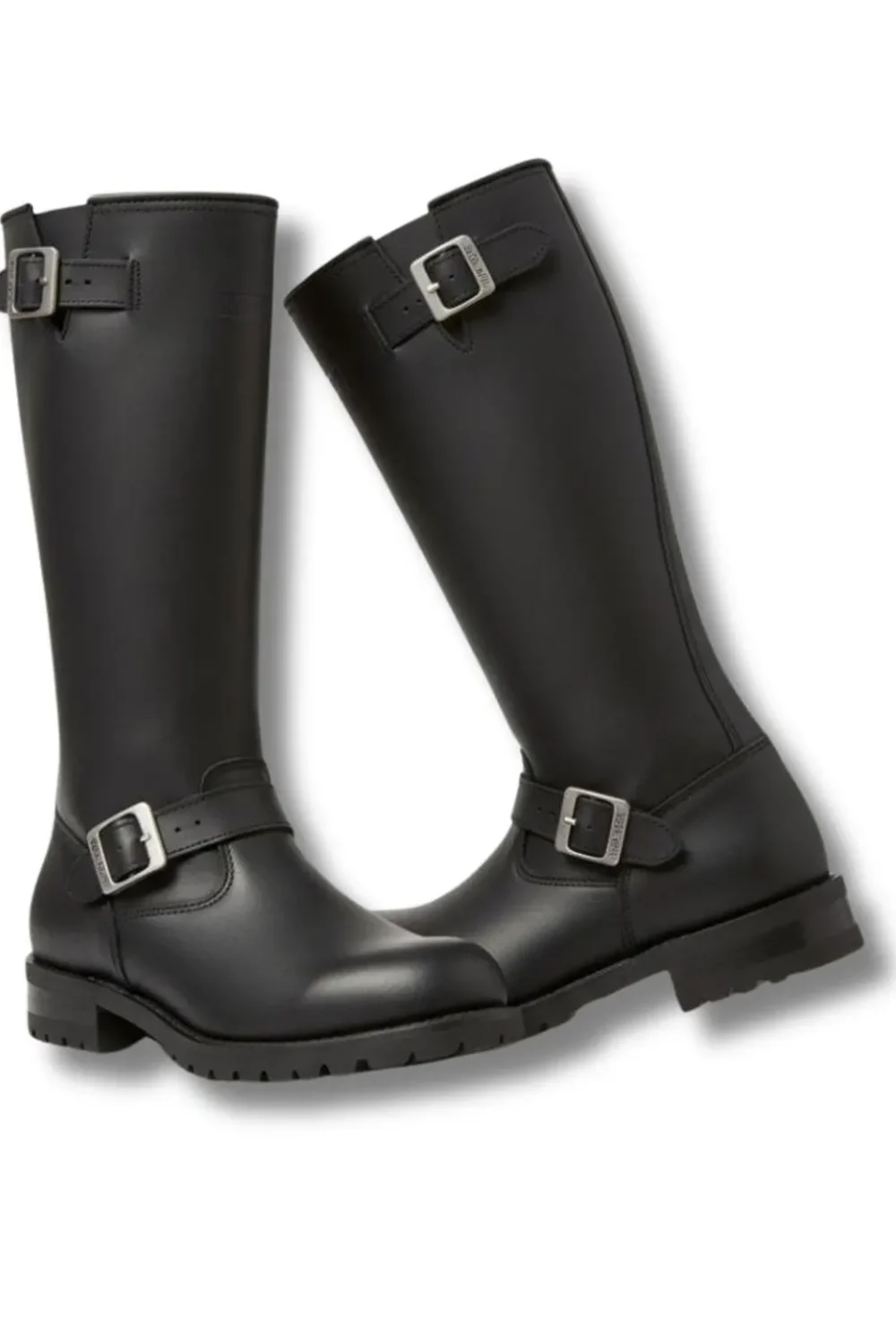 Handmade Black Leather Engineer Boots – Men's Motorcycle Riding Buckle Boots - Image 2