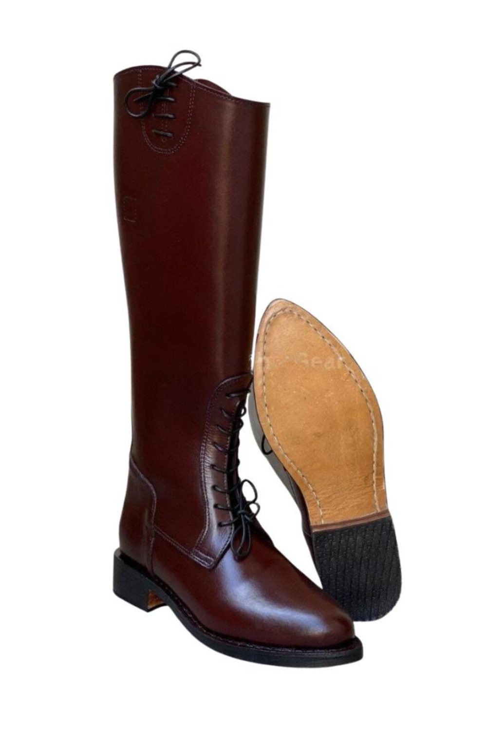 Handmade Brown Leather Officer Riding Boots | Tall Lace-Up Equestrian Heritage Fashion - Image 3