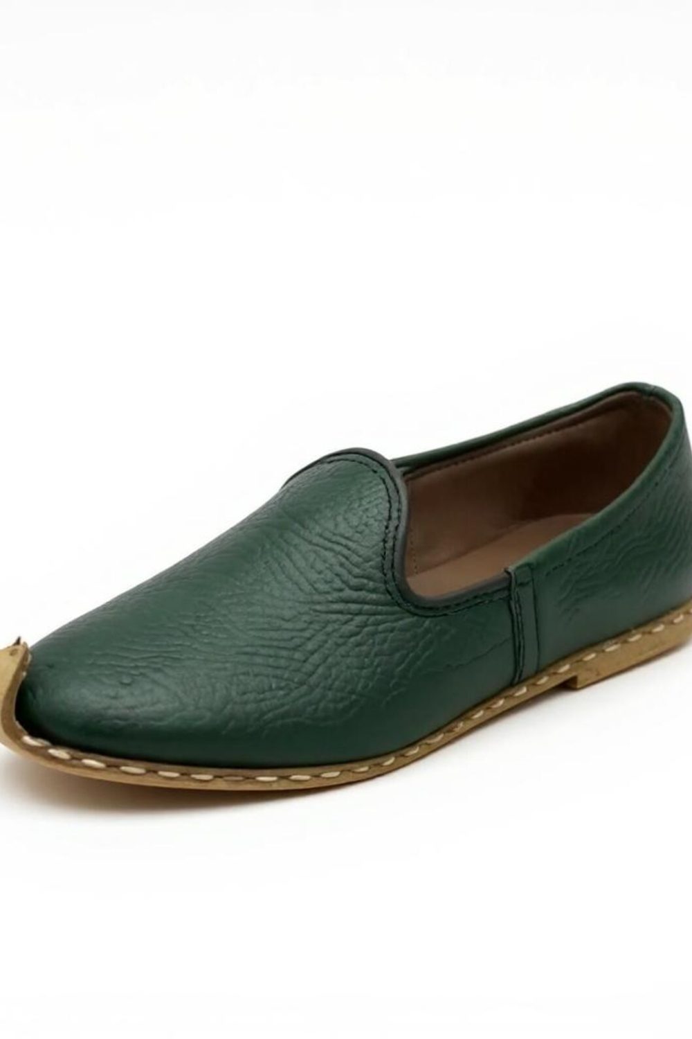 handmade green leather Yemeni or Turkish slip-on shoe - Image 2