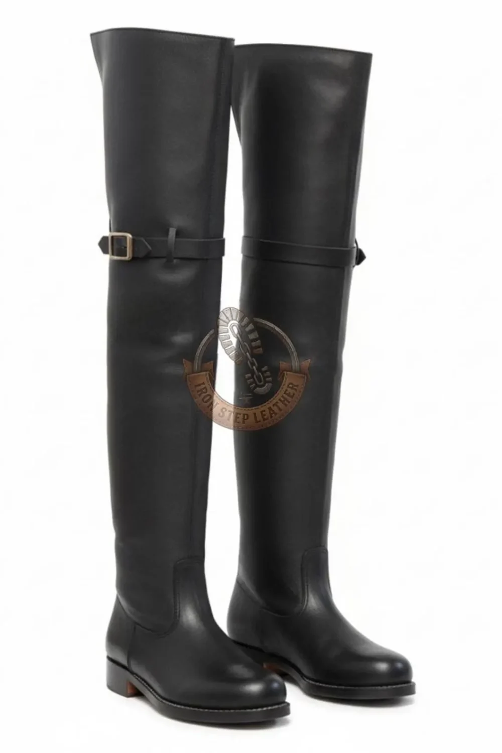 Handmade Leather Cavalier Boots, 17th Century Over Knee Reenactment Footwear
