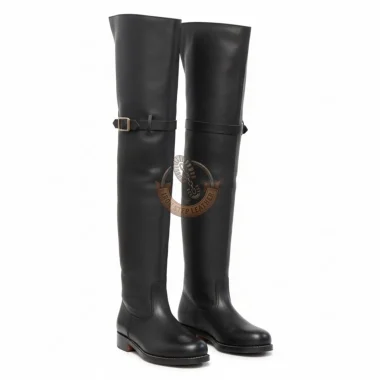 Handmade Leather Cavalier Boots, 17th Century Over Knee Reenactment Footwear