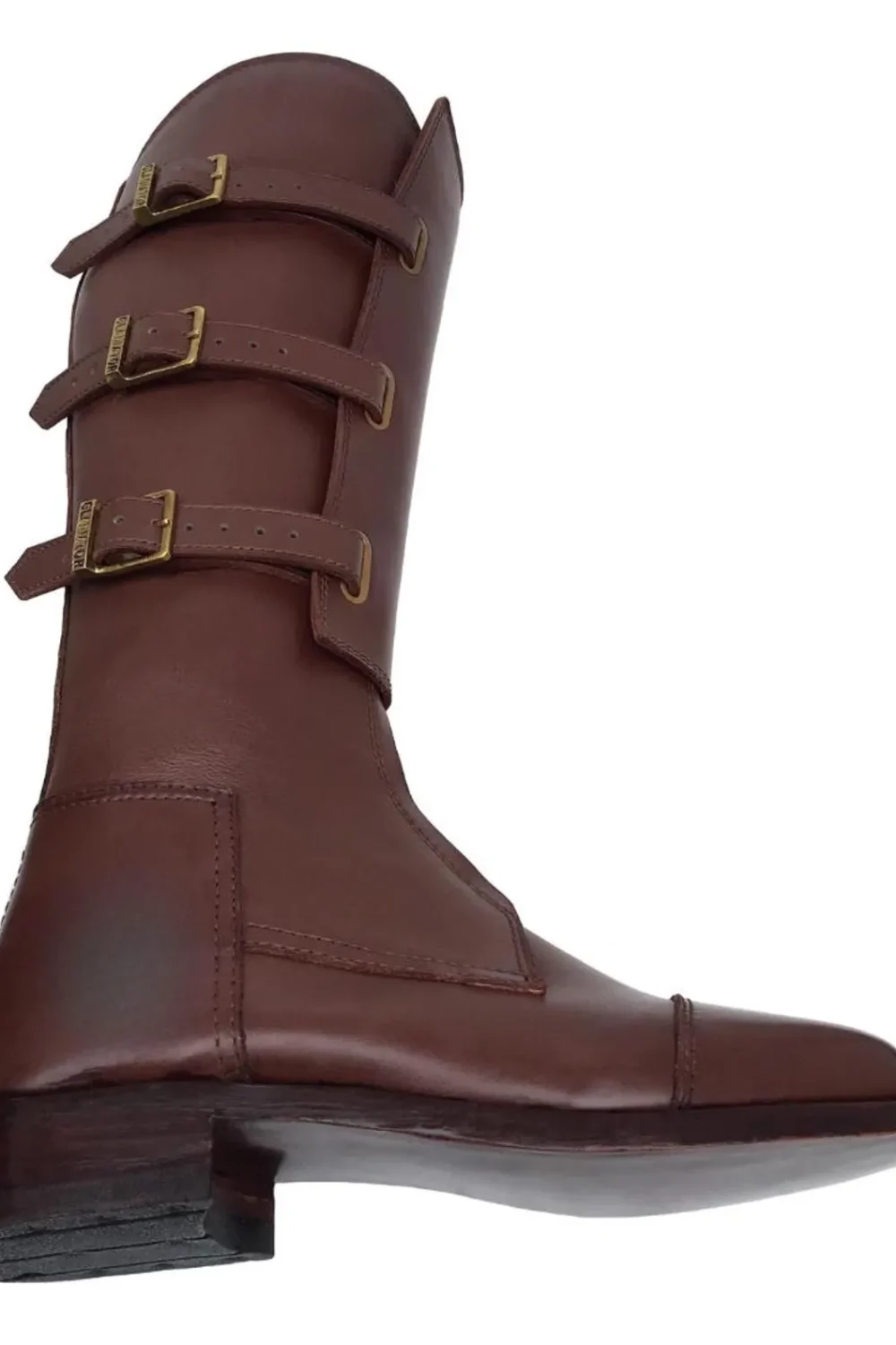 Handmade Brown Leather Cavalry Boots, US Officer Style Motorcycle Riding - Image 3