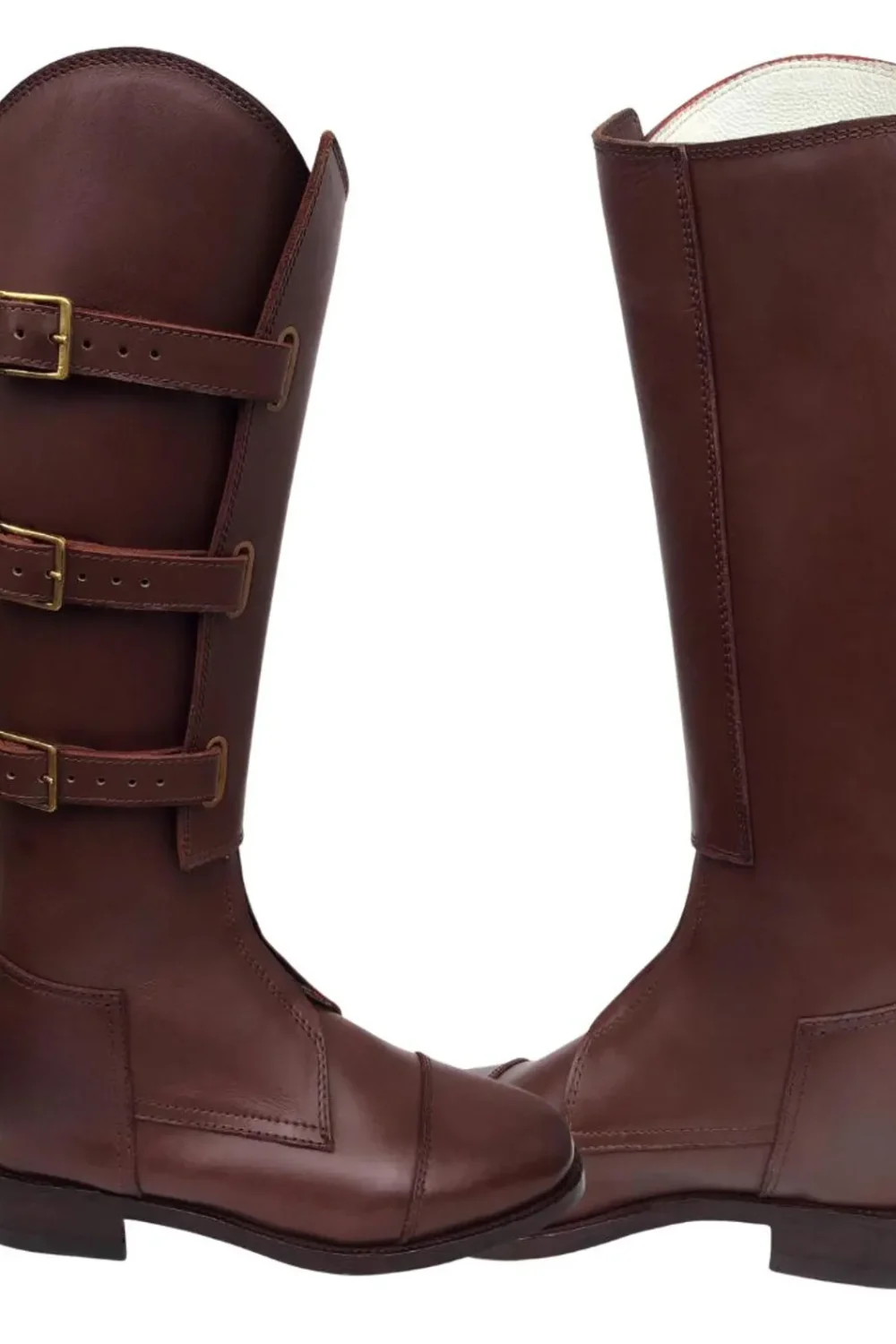 Handmade Brown Leather Cavalry Boots, US Officer Style Motorcycle Riding