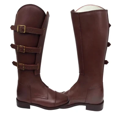 Handmade Brown Leather Cavalry Boots, US Officer Style Motorcycle Riding