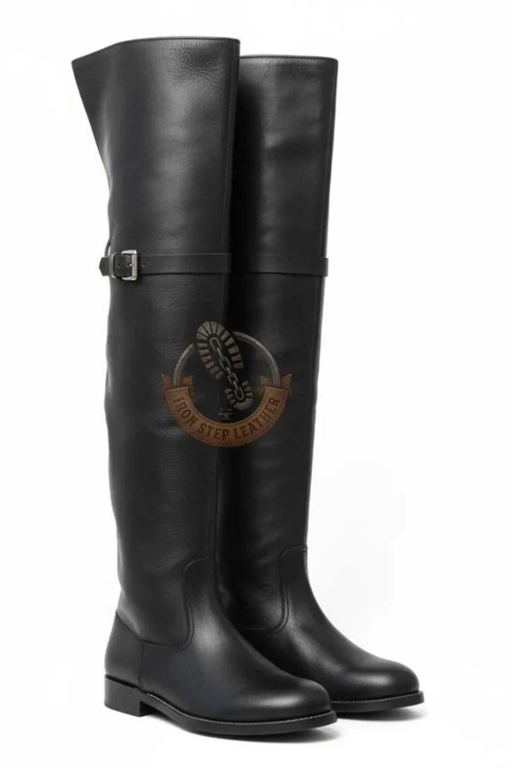 Handmade Leather Cavalier Boots, 17th Century Over Knee Reenactment Footwear - Image 4