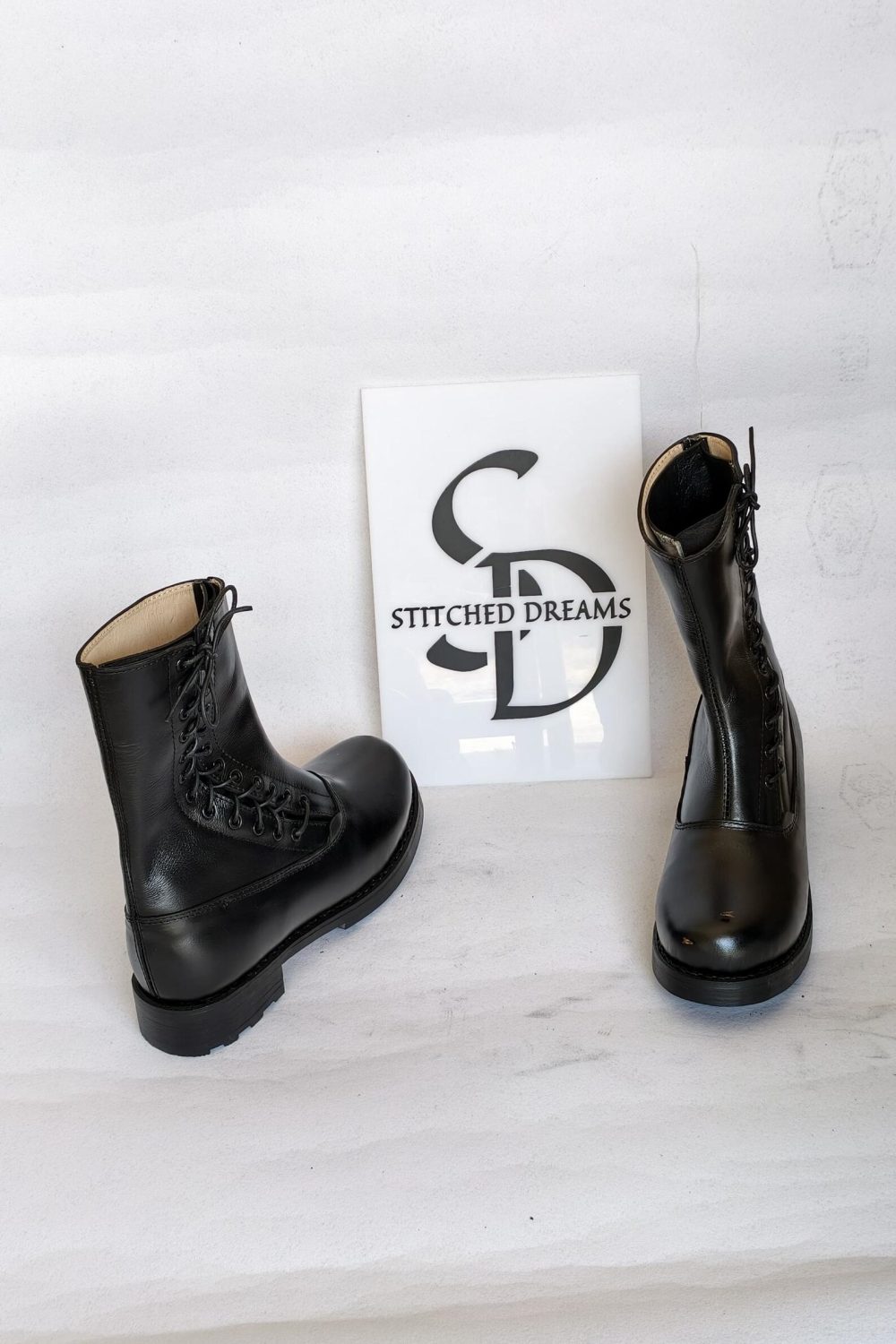Men’s Handmade Black Leather Side Lace Boots – German Fallschirmjäger Military Inspired Boots, Fashion & Reenactment Footwear - Image 3