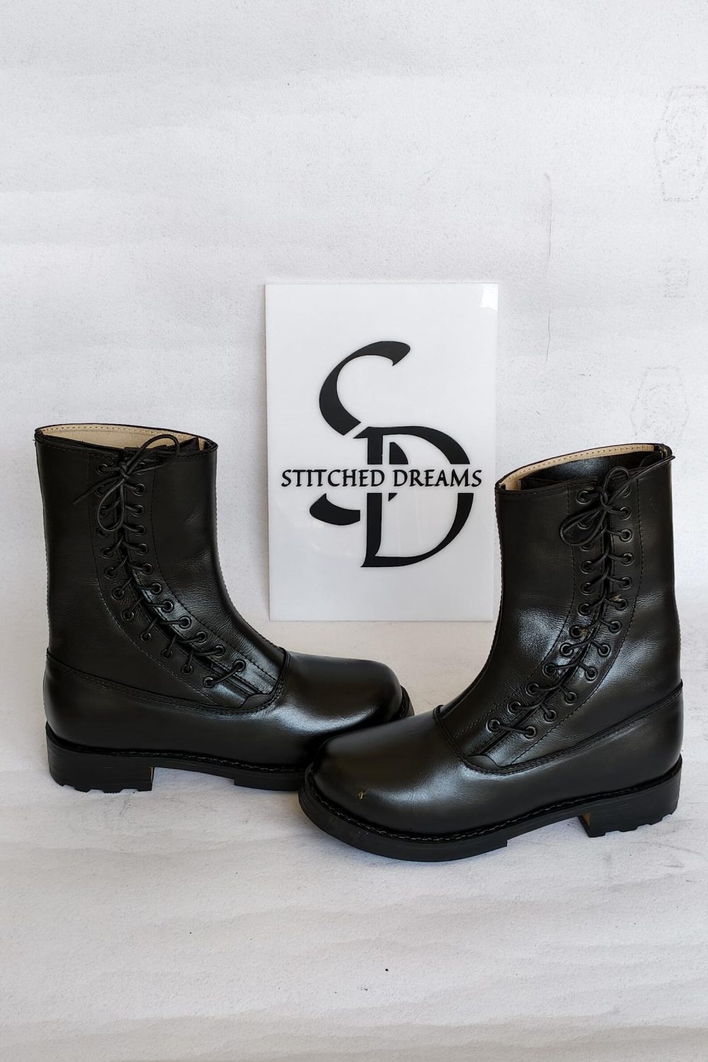 Men’s Handmade Black Leather Side Lace Boots – German Fallschirmjäger Military Inspired Boots, Fashion & Reenactment Footwear - Image 4