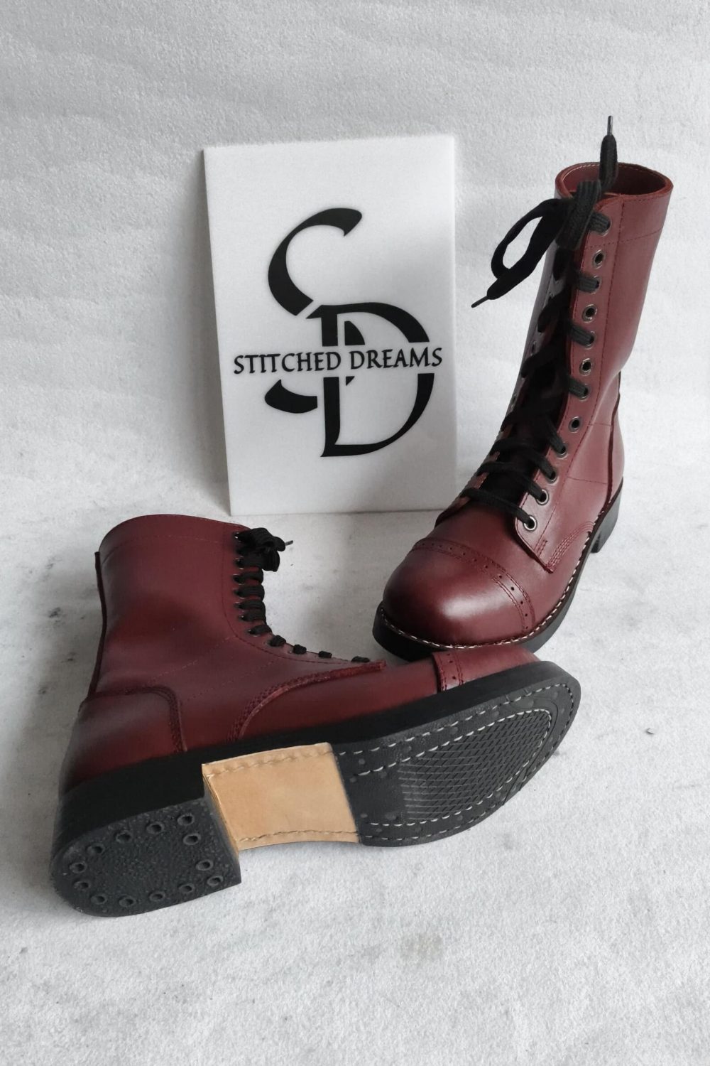 Handmade Burgundy Leather Boots | Lace Up Cap Toe Boots | Men’s Dress Boots, Vintage Style - Image 2