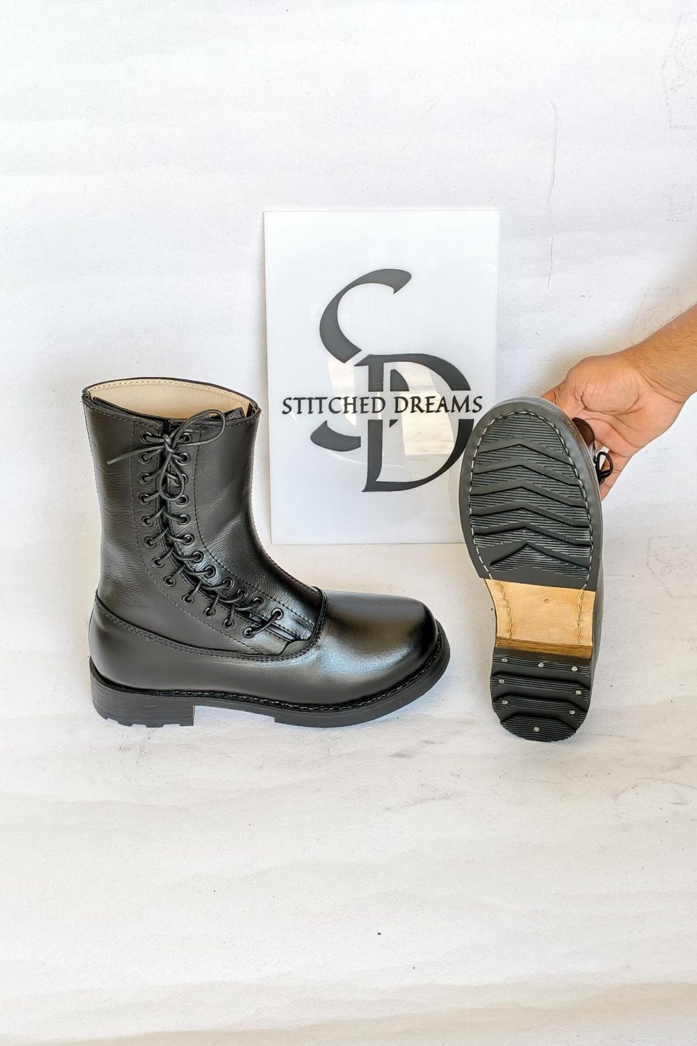 Men’s Handmade Black Leather Side Lace Boots – German Fallschirmjäger Military Inspired Boots, Fashion & Reenactment Footwear - Image 5