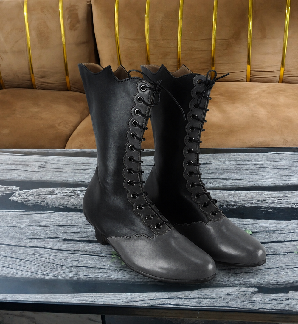 Black Flame Wrestling Boots with Patriotic Mask Design - Image 2