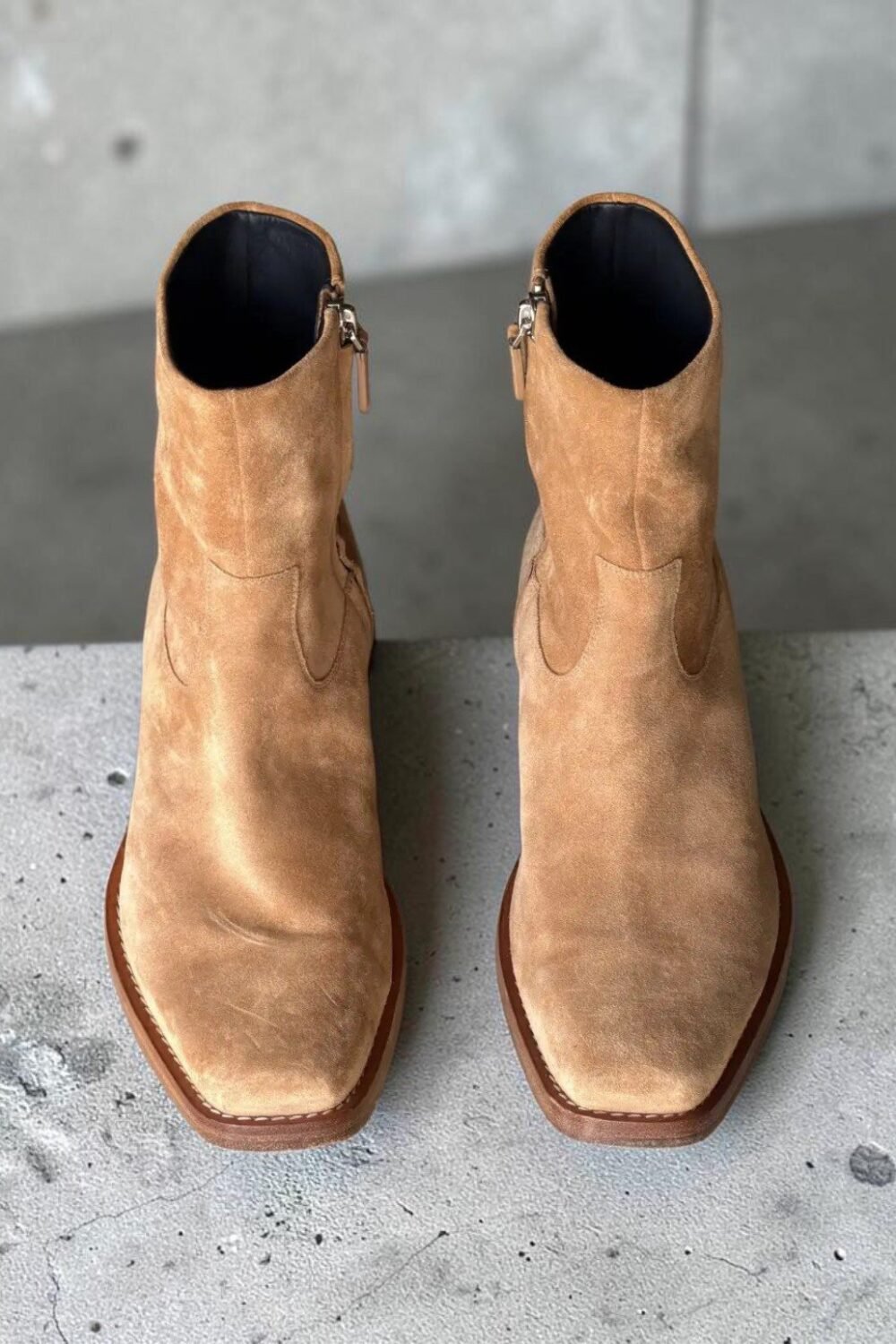 Handmade Brown Suede Ankle Boots Classic Short Boots - Image 4
