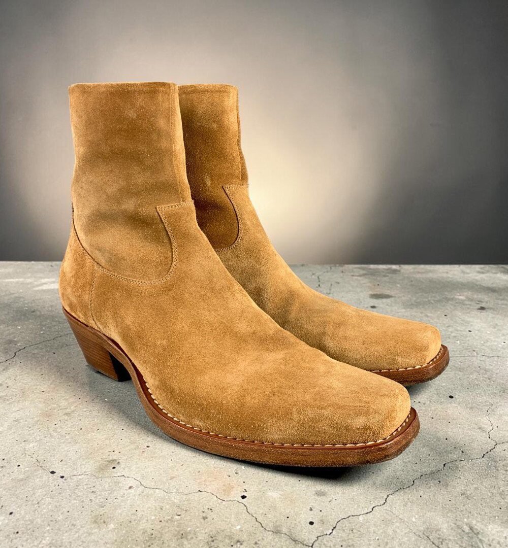 Handmade Brown Suede Ankle Boots Classic Short Boots - Image 2
