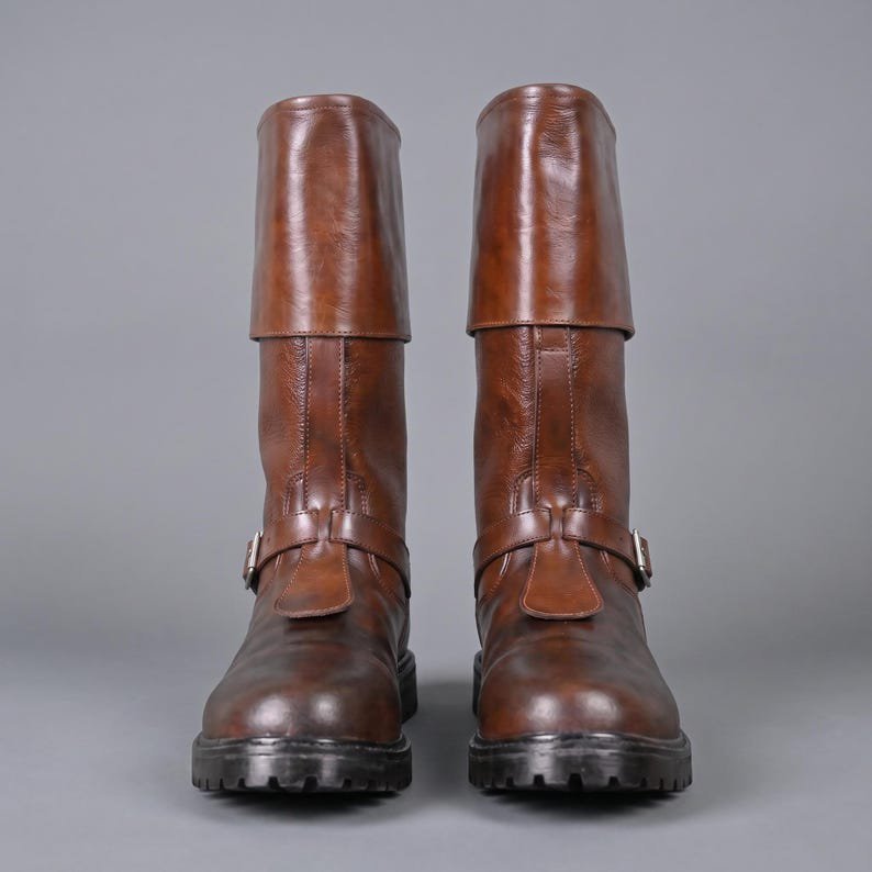 Mace Windu Cosplay Boots Brown Leather Jedi Costume Shoes Men Tall Combat Boot Star Wars Movie Replica LARP Halloween Footwear Premium - Image 2