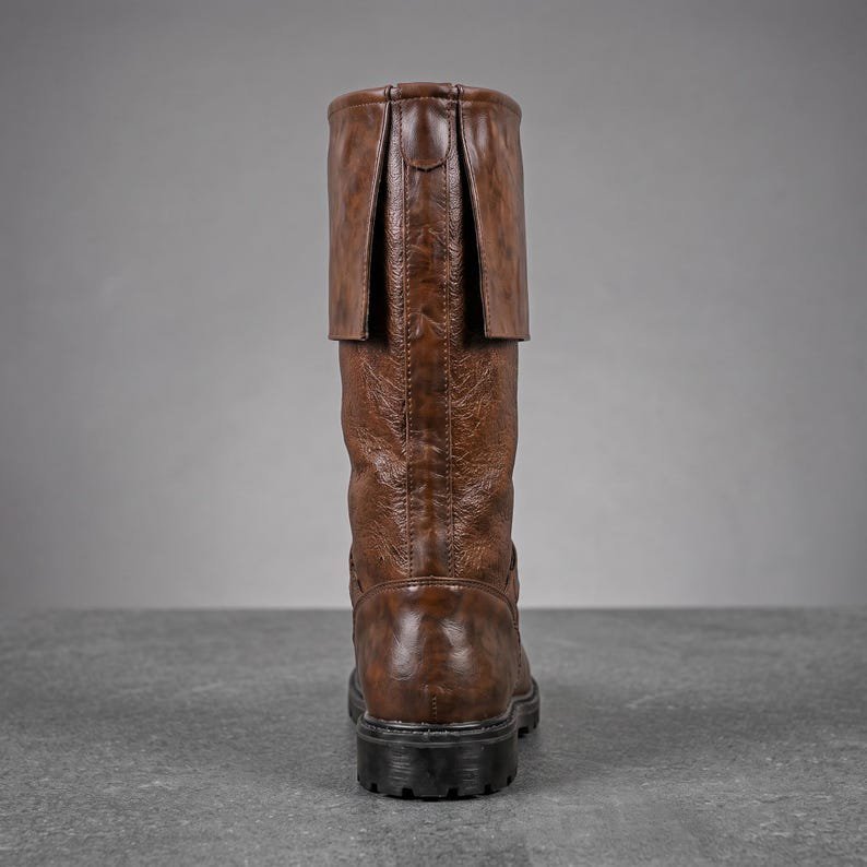 Mace Windu Cosplay Boots Brown Leather Jedi Costume Shoes Men Tall Combat Boot Star Wars Movie Replica LARP Halloween Footwear Premium - Image 4