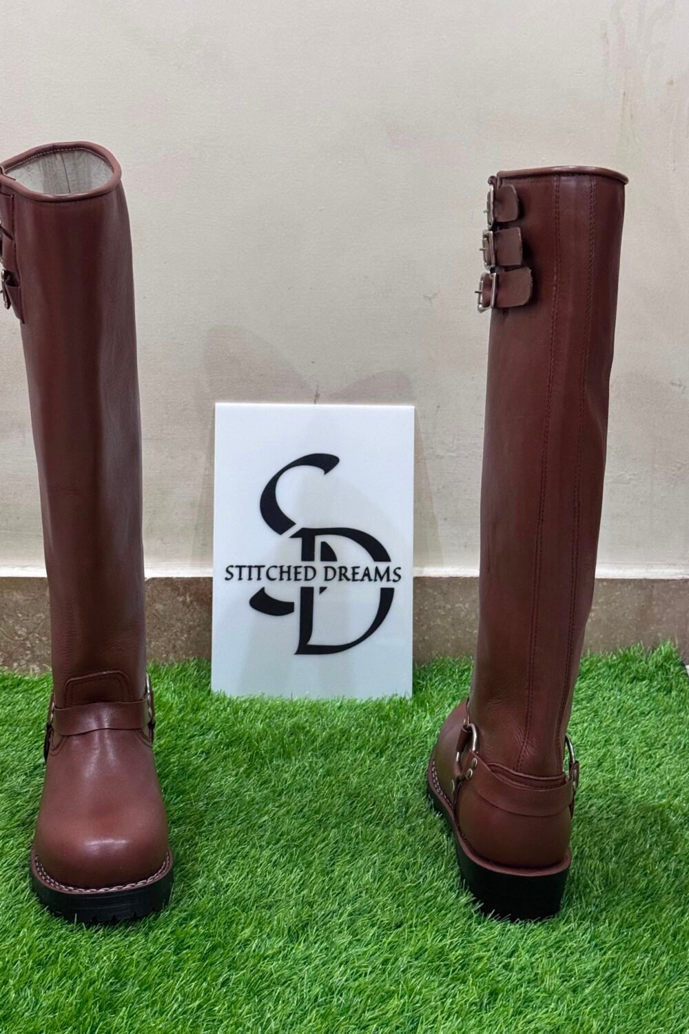 Handmade Brown Leather Polo Riding Boots Men Knee High Equestrian Custom Boots - Image 6