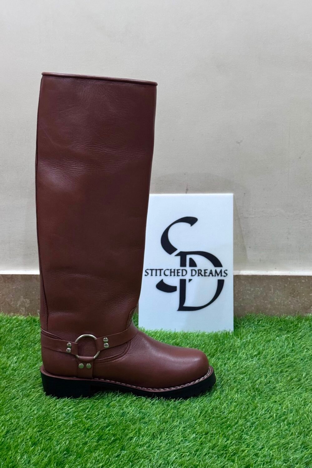 Handmade Brown Leather Polo Riding Boots Men Knee High Equestrian Custom Boots - Image 4