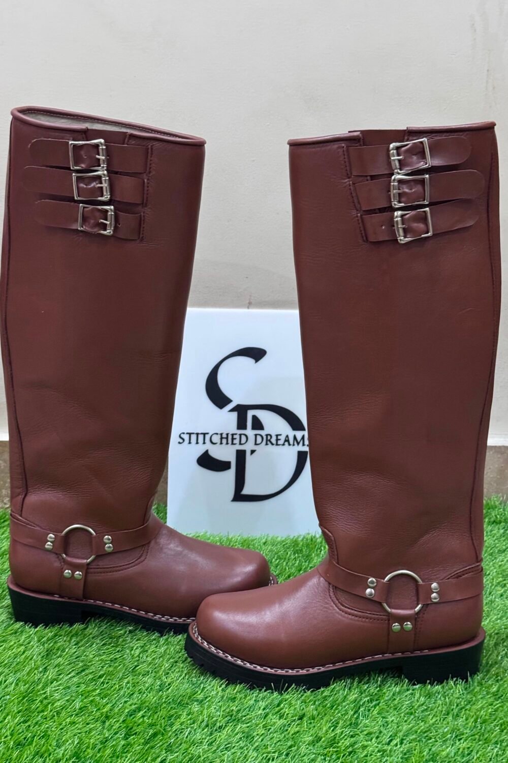 Handmade Brown Leather Polo Riding Boots Men Knee High Equestrian Custom Boots - Image 5