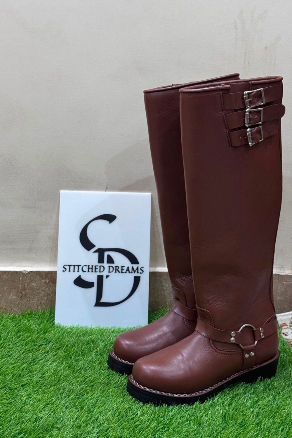 Handmade Brown Leather Polo Riding Boots Men Knee High Equestrian Custom Boots - Image 2