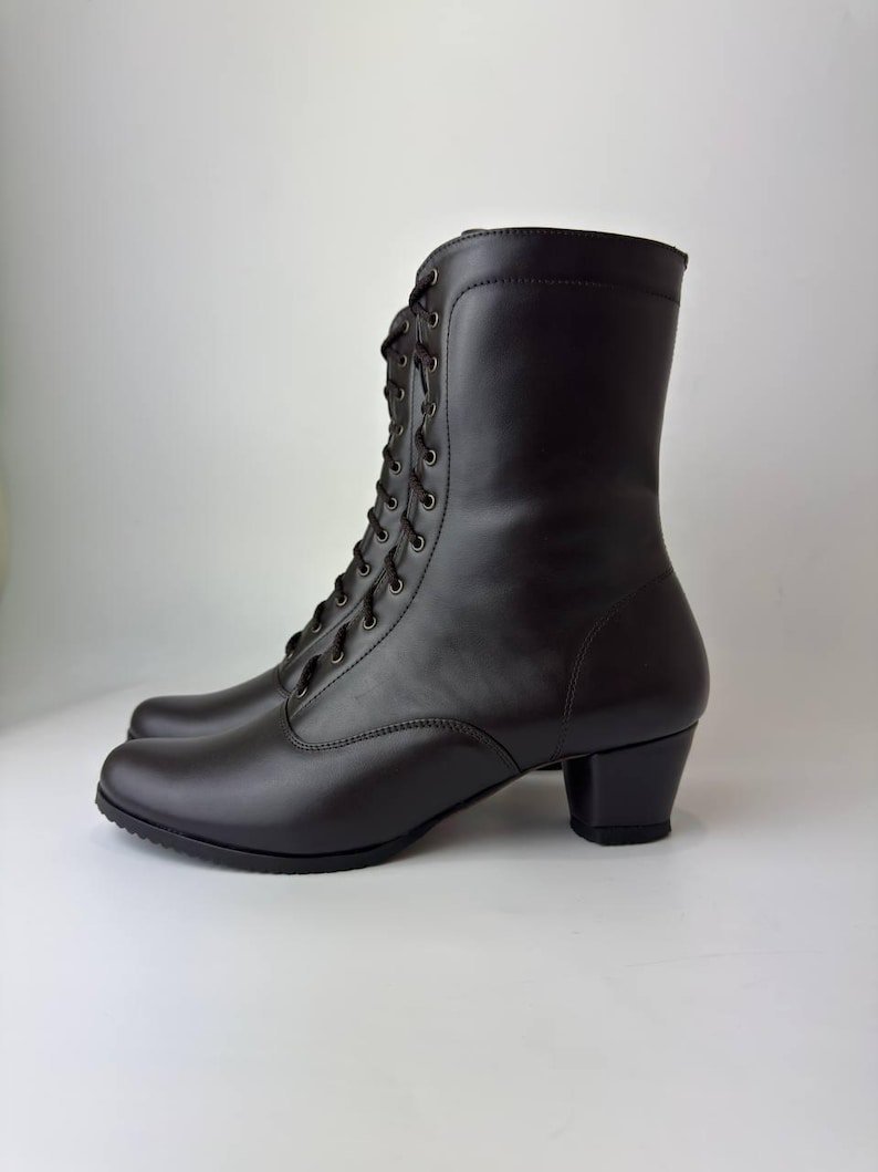 Black Leather Boots Women Handmade, Lace Up Victorian Boots, Womens Leather Shoes, Custom Made Footwear, Handcraft Comfortable Boots - Image 3