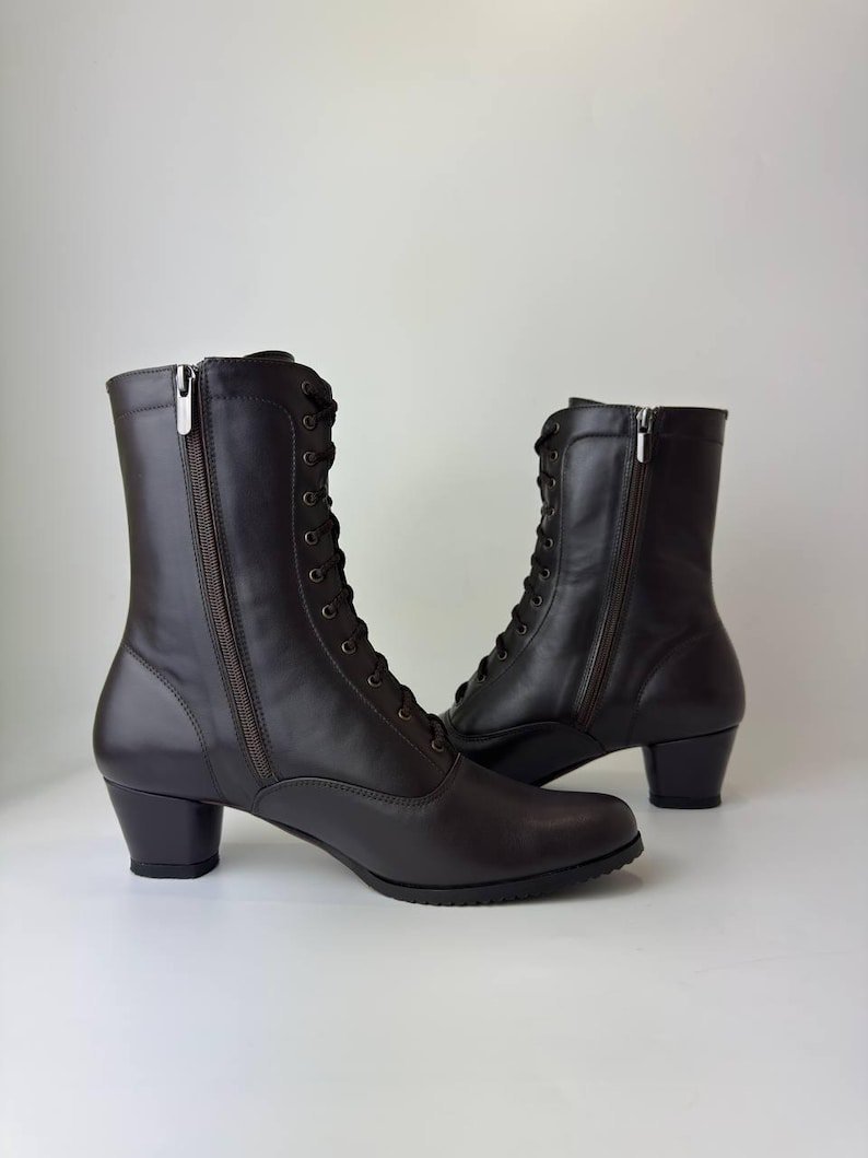 Black Leather Boots Women Handmade, Lace Up Victorian Boots, Womens Leather Shoes, Custom Made Footwear, Handcraft Comfortable Boots