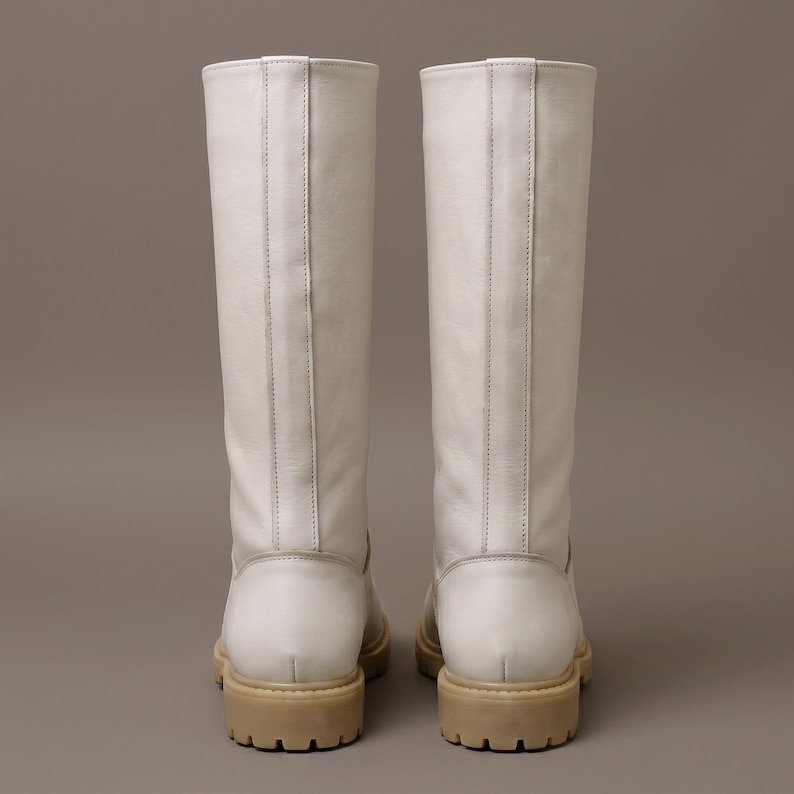 Biker Scout Boots White Leather Scout Trooper Shoes Men's Star Wars Cosplay Footwear Movie Accurate Prop Costume Tall Combat Boot - Image 7