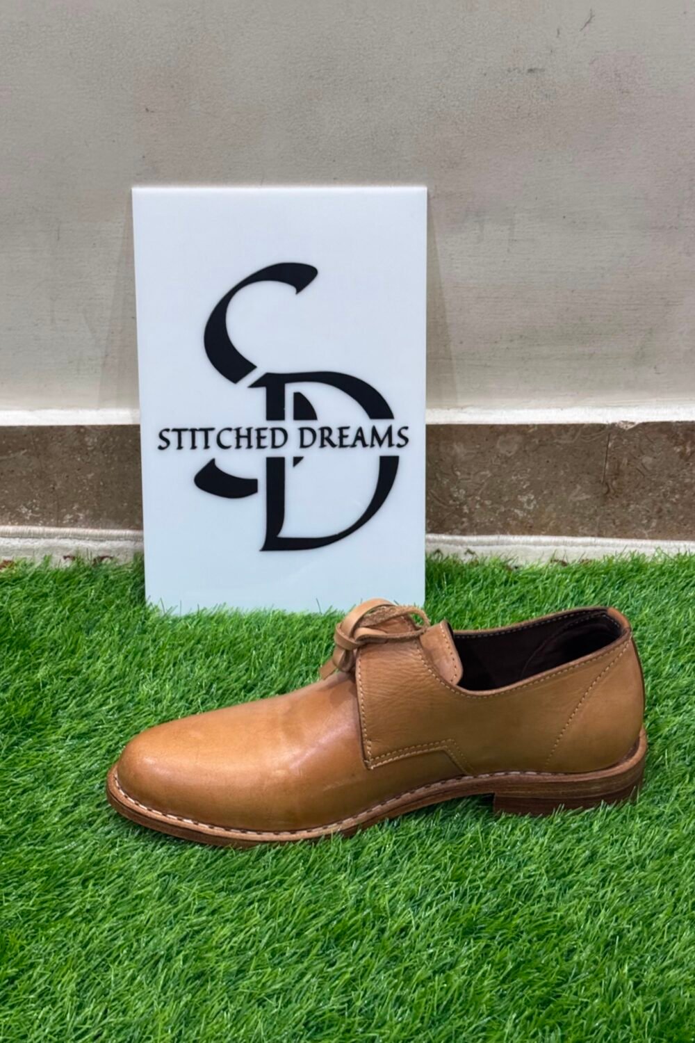 Handmade Men's Tan Leather Derby Shoes | Real Leather Lace-Up Oxford Dress Shoes - Image 3