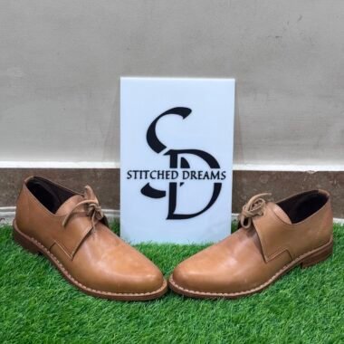Handmade Men's Tan Leather Derby Shoes | Real Leather Lace-Up Oxford Dress Shoes