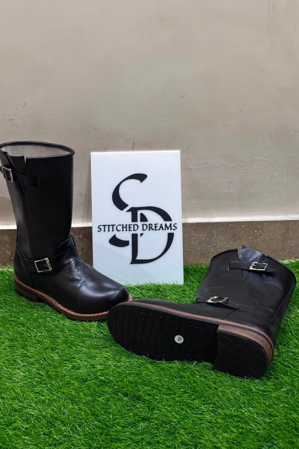 Classic Black Leather Engineer Boots | Handcrafted Biker & Riding Boots for Men - Image 3