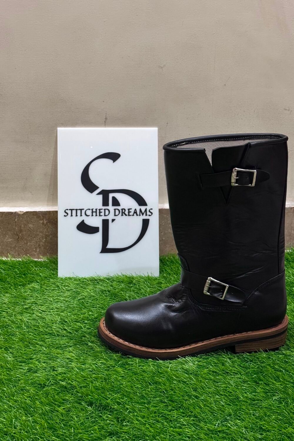 Classic Black Leather Engineer Boots | Handcrafted Biker & Riding Boots for Men - Image 4
