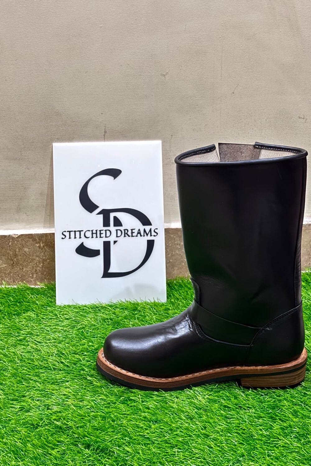 Classic Black Leather Engineer Boots | Handcrafted Biker & Riding Boots for Men - Image 2