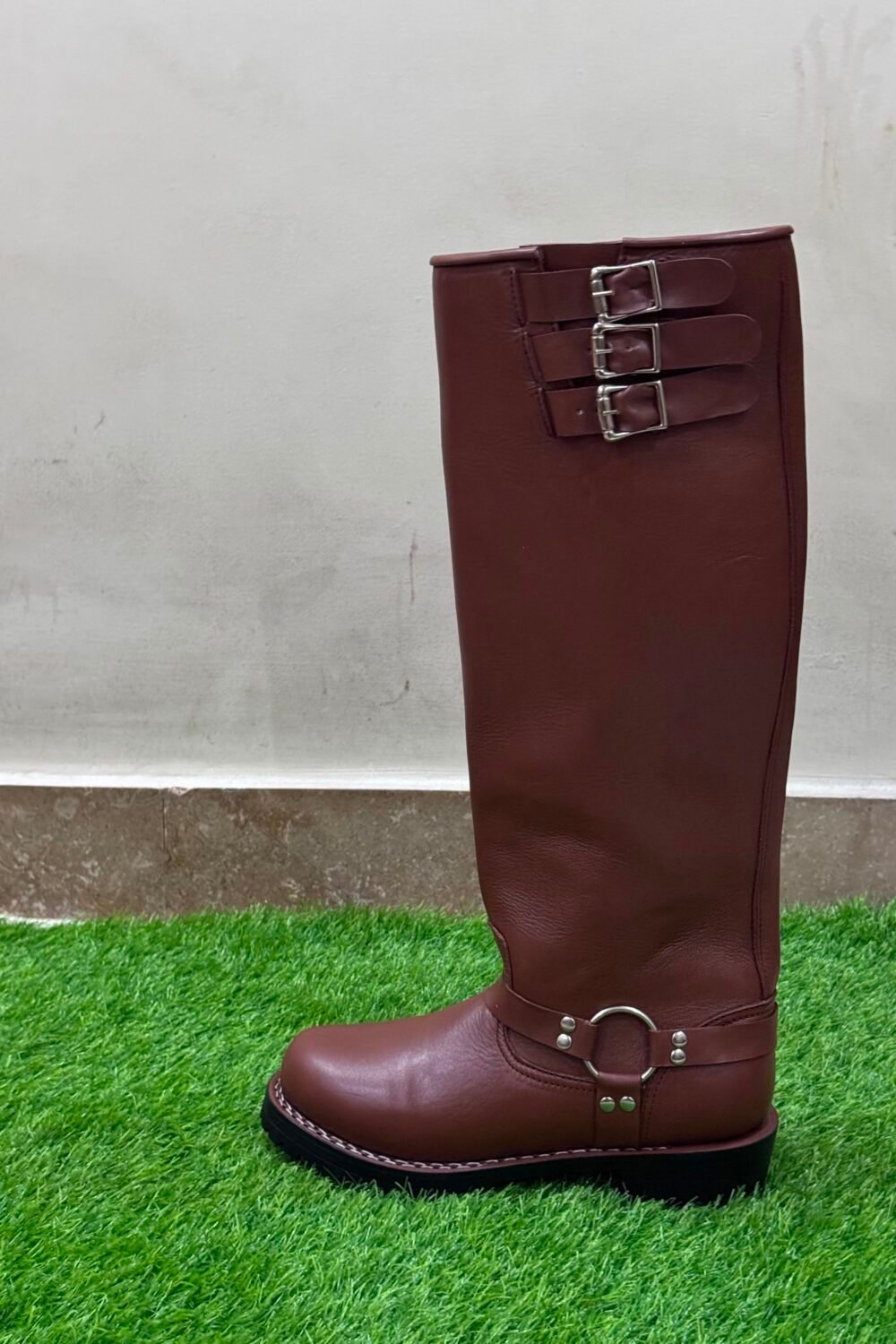 Handmade Brown Leather Boots | Men's Tall Riding Boots with Harness & Buckles | Historical Medieval Boots | Punk Rock Biker Footwear - Image 3