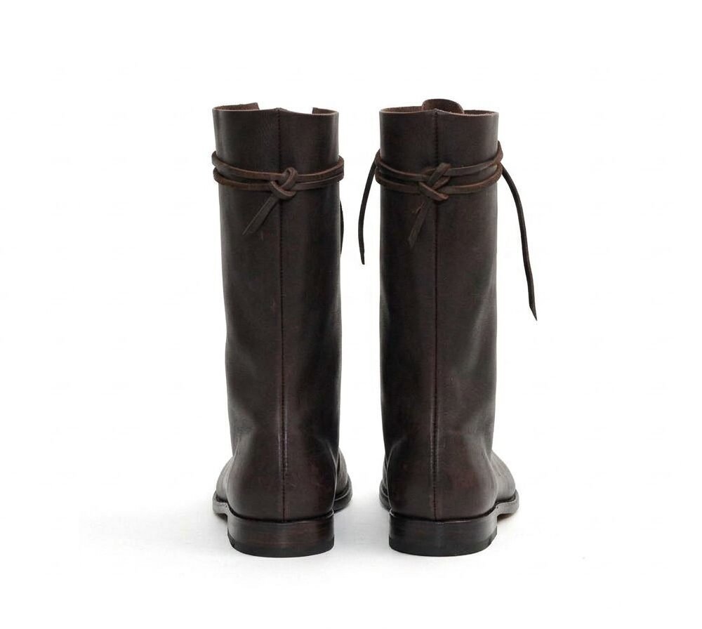 Brown Medieval Riding Boots with Wrap-Around Lace - Image 3