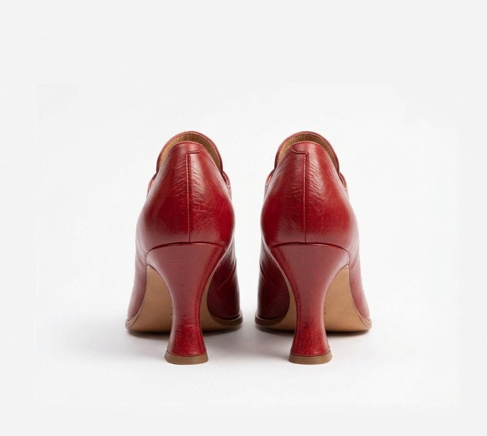 Ruby Red Baroque Ladies Shoes with Corset Lace-Up & Louis Heel - Image 2