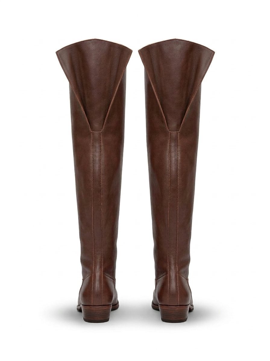 Brown Baroque Thigh-High Boots with Buckle Straps - Image 2