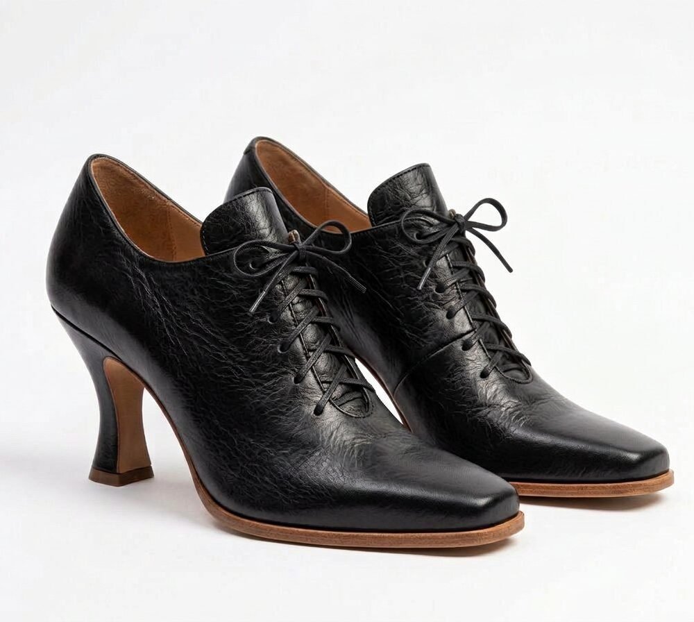 Ruby Red Baroque Ladies Shoes with Corset Lace-Up & Louis Heel - Image 6