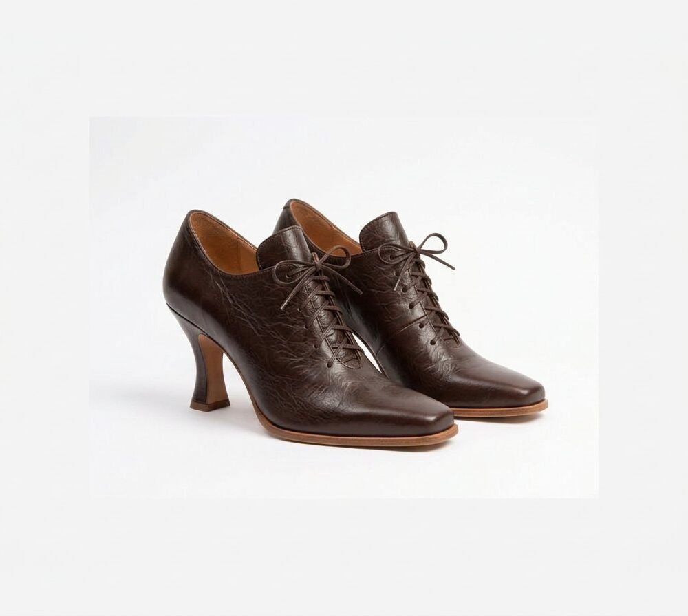 Ruby Red Baroque Ladies Shoes with Corset Lace-Up & Louis Heel - Image 7