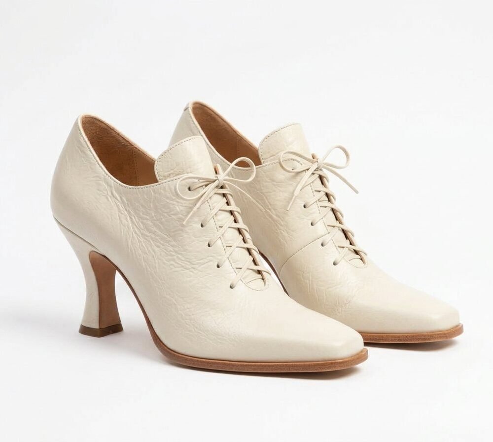Ruby Red Baroque Ladies Shoes with Corset Lace-Up & Louis Heel - Image 8