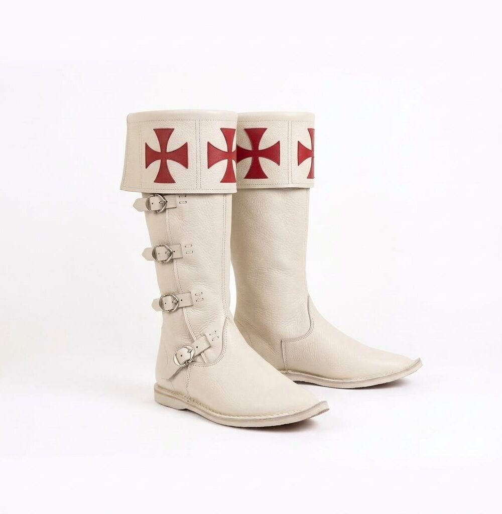 Black Knight Boots with Red Templar Cross Cuff - Image 6