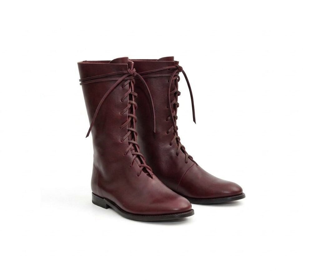 Brown Medieval Riding Boots with Wrap-Around Lace - Image 6