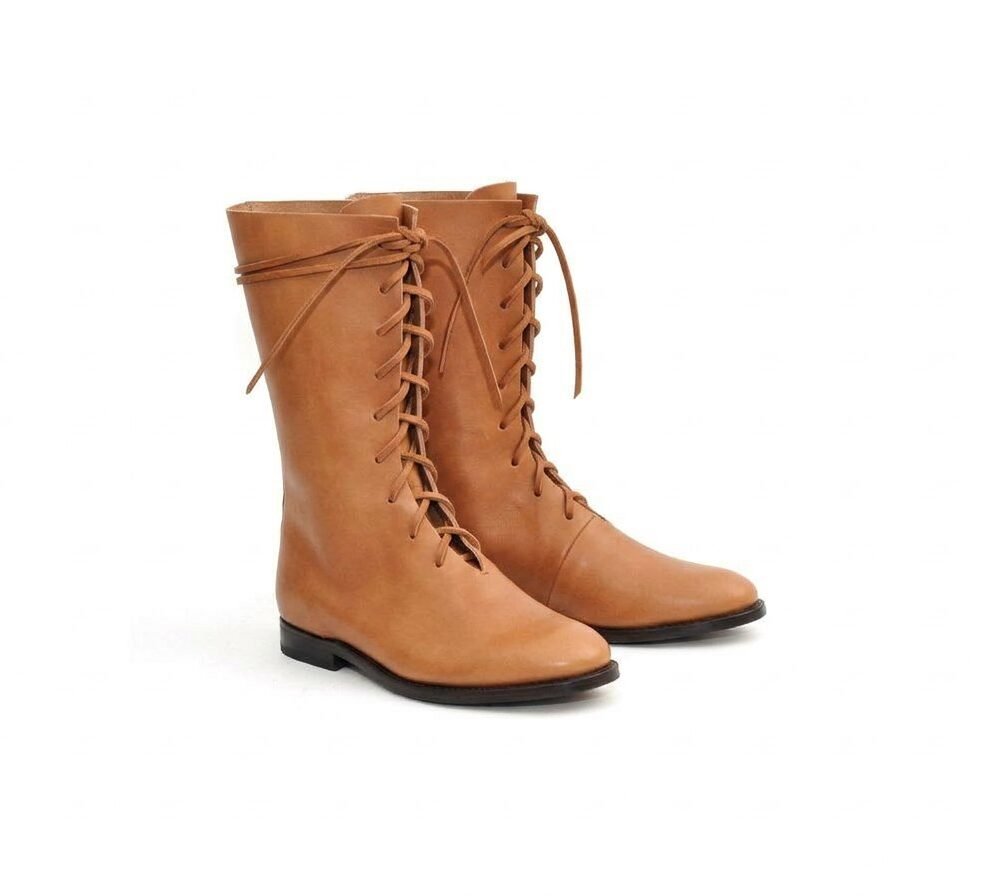 Brown Medieval Riding Boots with Wrap-Around Lace - Image 7