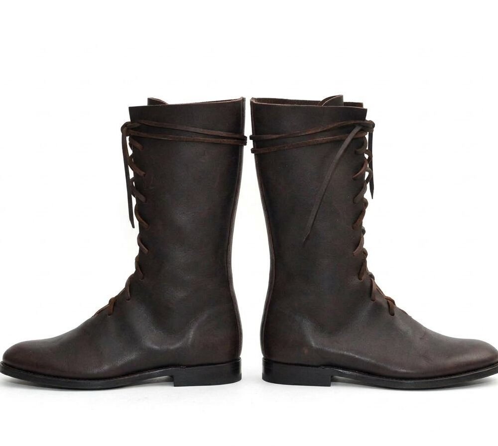 Brown Medieval Riding Boots with Wrap-Around Lace - Image 4
