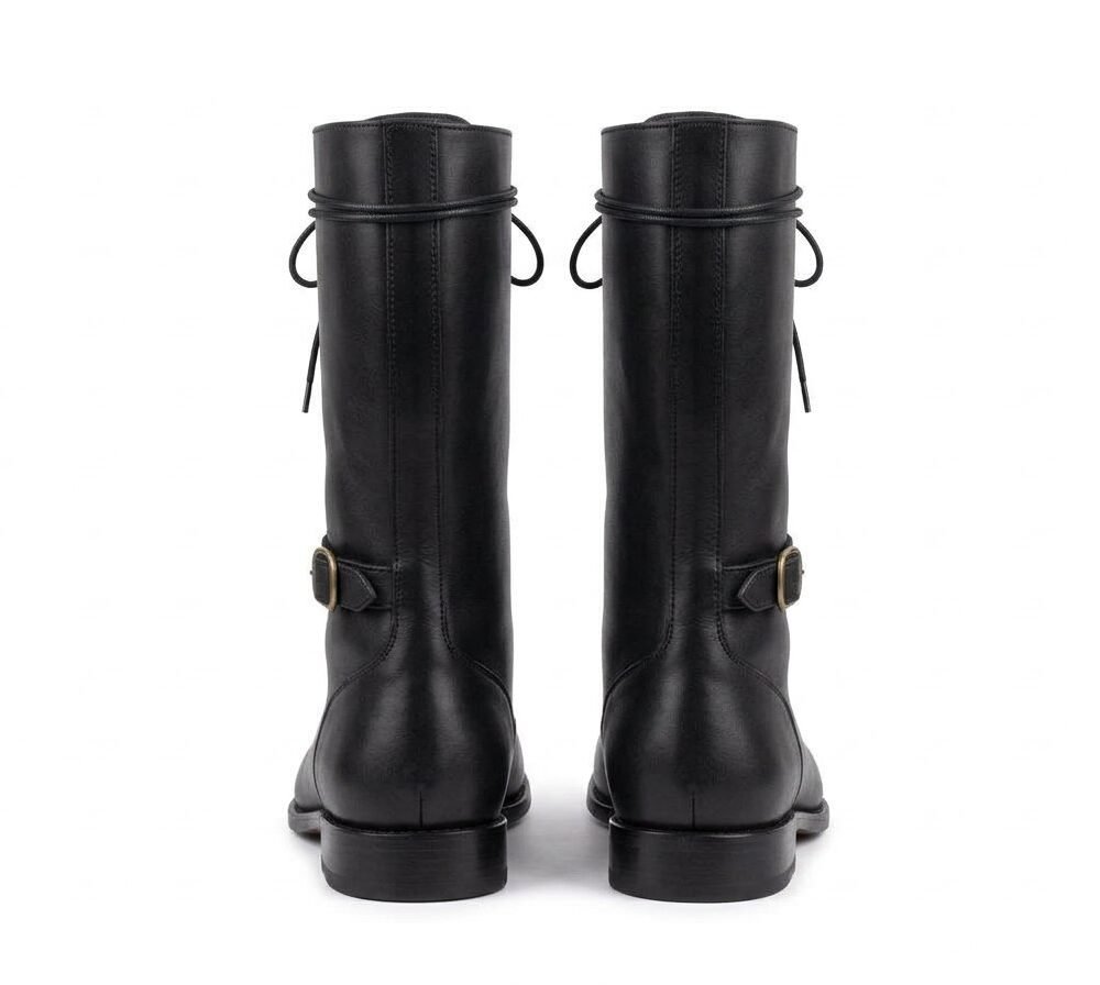 lack Medieval Riding Boots with Brass Eyelets & Ankle Buckle (Copy) - Image 2