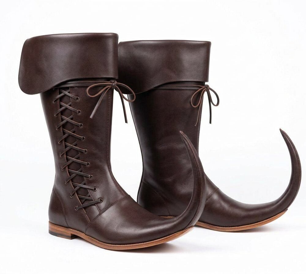 Black Laced Medieval Pointed Boots – Handmade Leather - Image 6