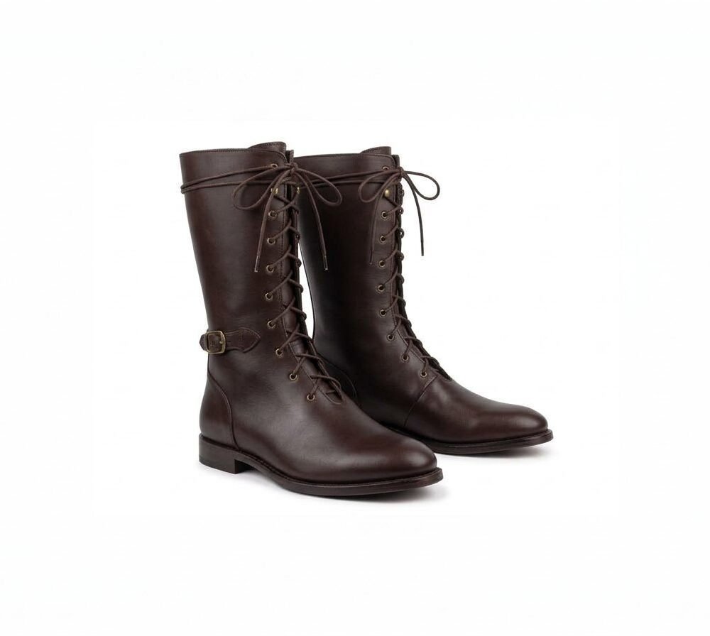lack Medieval Riding Boots with Brass Eyelets & Ankle Buckle (Copy) - Image 5